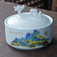 Bể Mực Đa Chức Năng Bằng Gốm, Bể Mực Không Khô Có Nắp, Bát Mực, Bốn Báu Vật, Đồ Dùng Thư Pháp, Hộp Mực Rửa Bút