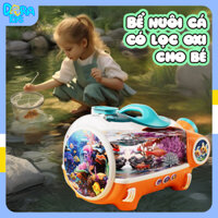 Bể Nuôi Cá Mini Cho Bé Có Đèn Led Và Máy Tạo Oxi Cho Cá, Tặng Kèm Cáp Sạc Vợt Và Sổ Ghi Chép