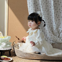 Bé phiên bản Hàn Quốc của áo khoác ngoài nữ cánh hoa cổ lưới công chúa dễ thương váy ngủ một mảnh