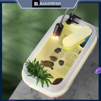Bể rùa Dragonpad có bộ lọc, Bể cá rùa có đế bệt, Thoát nước dưới cùng, Khu vực đa chức năng cấu trúc 3 tầng cho rùa, tôm hùm đất, bò sát nhỏ