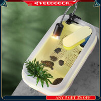 Bể rùa VEEDUCA có bộ lọc, Bể cá rùa có bệ đỡ, Thoát nước đáy, Khu vực đa chức năng cấu trúc 3 tầng cho rùa, tôm hùm đất, bò sát nhỏ