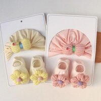 Bé Sơ Sinh Mũ Tất Bộ Thoải Mái Cotton Trẻ Sơ Sinh Bé Trai Bé Gái Mũ Turban Hoa Dễ Thương Tập Đi Tất Ngắn Bộ Quà Tặng