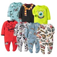 Bé Sơ Sinh Teddy Bé Trai Và Bé Gái Dài Tay cotton Dây Kéo Bộ Đồ Ngủ Harry Potter Áo liền quần