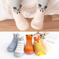 Bé Tập Đi Giày Bé Trai Bé Gái Trẻ Sơ Sinh First Walker Trẻ Em Hoạt Hình Động Vật Cao Su Mềm Đế Tất Giày Đan Chống Trơn Trượt Booties