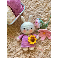 Bé Thỏ len tai đứng-Thú bông len-Quà tặng handmde