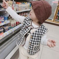 Bé Trai Áo Vest Bé Gái Lông Cừu Plus Cotton Trẻ Em Mặc Ngoài Bé Trai Áo Vest Áo Khoác Kẻ Sọc Độ Dày 25.1.10