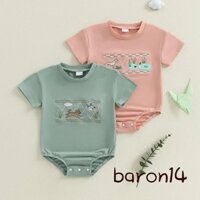 Bé Trai Bé Gái Áo Liền Quần Vịt Chó Thêu Tay Ngắn Quần Áo Mùa Hè Thường Ngày