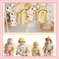 Bé trai bé gái body suit và body 2s họa tiết happy smile họa tiết bò sữa mùa hè