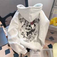 Bé Trai Bé Gái Dạo Phố Đầu Lâu In Có Mũ Trùm Đầu Áo Phong Cách Lông Cừu Lót Cao Cấp hiphop Áo Khoác Top20250305