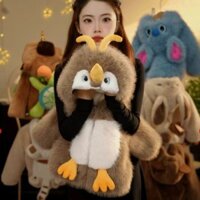 Bé Trai Bé Gái Mùa Đông Phong Cách Mới Dễ Thương Chim Cánh Cụt Giả Lông Chồn Lông Thỏ Áo Khoác Dễ Thương Cho Bé Hoạt Hình Lông Cừu Lót Dày Ấm Cỏ