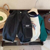 Bé Trai Mùa Thu Quần Áo Lớn Bỏ Túi Mùa Thu Phong Cách Mới Trẻ Em Phiên Bản Hàn Quốc Rời Quần Jean Bé Trai Quần Hợp Thời Trang