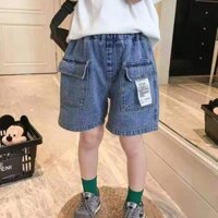 Bé Trai Quần Short Denim Mùa Hè Mặc Ngoài Quần Áo Trẻ Em Trung Nhỏ Trẻ Em Quần Crop Trẻ Em Bé Trai Quần Mùa Hè