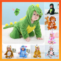 Bé Unisex Romper Khủng Long Khâu Kỳ Lân Bò Hổ Động Vật Áo liền quần Anime Cosplay Trang Phục Hoạt Hình Bộ Đồ Ngủ Cho Trẻ Em Bé Trai Bé Gái