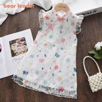 BEAR LEADER Đầm Sườn Xám In Họa Tiết Bươm Bướm Thời Trang Xinh Xắn Cho Bé Gái 2-7 Tuổi