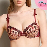 🎀bearbra🎀Quần lót ren gợi cảm màu đỏ Plus Size Áo ngực nữ có khung