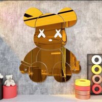 BearBrick Kaws Vàng Gương dán tường