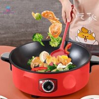 Beartwo Chảo chiên điện màu đỏ Caldron hấp sôi Stewing Đĩa Chafing điện đa chức năng Đẹp