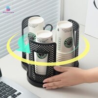 Beartwo  Hộp đựng cốc giấy xoay 360 độ Cà phê Trà sữa Giá đựng đồ để bàn bằng nhựa Giá đựng đồ có thể tháo rời Đẹp
