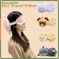 Beaugreen Travel Eye Cover, Gối cổ du lịch 2 in1 hoạt hình, Di động có mắt Gối ngủ mềm mại