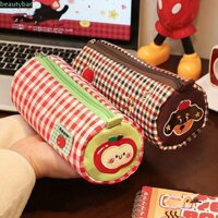 Beautybar Túi đựng bút chì, Hộp đựng bút thêu cuộn bánh, Hộp đựng bút thêu hình gối dung tích lớn dễ thương Túi đựng bút kẻ sọc Học sinh