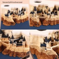 [Beautyblissbazaar] Lịch để bàn lâu đài có đèn LED Lịch 2025 Memo Pad Lịch để bàn sáng tạo Ghi chú DIY Notepad Lịch nghệ thuật 3D Khắc giấy Quà tặng Nhà điêu khắc Quà tặng cho