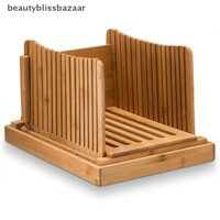 [Beautyblissbazaar] Máy cắt lát bánh mì bằng gỗ tre có thể gập lại Máy cắt lát bánh mì nướng Hướng dẫn cắt lát [vn]