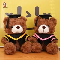 Beautyhaven Đồ chơi nhồi bông gấu độc thân, Búp bê gấu tốt nghiệp mũ bác sĩ nhồi bông 23 / 28cm, Quà tặng kỷ niệm Mùa tốt nghiệp búp bê động vật gấu dễ thương mềm mại