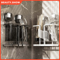 【beauty.show】Hộp Đựng Đũa Cốc Hút Chân Không Cao Cấp, Ống Đũa Treo Tường Không Khoan Đục