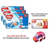 [Bebu123]Combo 3 tã dán sơ sinh Huggies NB58+2M/gói + Tặng 1 gói Huggies Gold