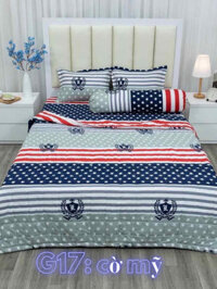 {Bedding accessories} (4 món)Bộ ga gối cotton poly 1m6 x 2m drap giường poly, ga trải giường kèm 2
