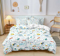 Bedding Cartoon Car Set Construction Vehicles Comforter 3Pcs Kids Hinery Truck Soft Polyester Du