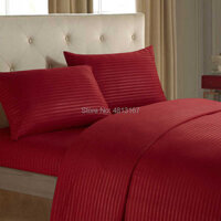 Bedding Sheets 3/4Pcs Set Brushed Microfiber Striped Flat Sheet &Fitted Sheet &Pillow Cover Hote