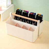 Bedroom Detachable Makeup Bathroom Wooden Handle Large Capacity Pen Non Slip For Desktop 8 Compartment Storage Organizer