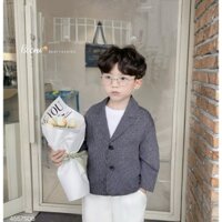 Beemo Áo vest kẻ dài tay may 2 lớp vải thô mặc đi học đi chơi, sự kiện cho bé trai 9-24kg 4557SDB