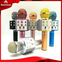 Beesclover Bluetooth Không Dây Condenser Magic Karaoke Micro Điện Thoại Di Động Máy Nghe Nhạc MIC Ghi Âm Nhạc