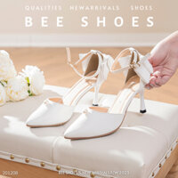 BEESHOES - GIÀY CAO GÓT NỮ MŨI NHỌN GÓT NHỌN - GIÀY CAO GÓT NỮ MŨI NHỌN GÓT NHỌN CAO 7 PHÂN SẴN MÀU BE - TRẮNG 201208