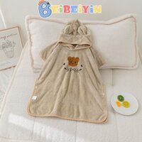Beibeiyin Áo choàng tắm thấm hút lông cừu san hô hoạt hình cho bé