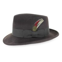 Belfry Gangster 100% Wool Stain Resistant Crushable Dress Fedora in Black Grey Navy Brown Pecan