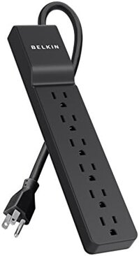 Belkin Bộ chống sét 6 ổ cắm dành cho gia đình và văn phòng có bộ lọc năng lượng và dây 4ft, 700 Joules, màu đen