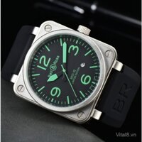 Bell & Ross của nam giới thể thao giản dị xem cơ khí kinh doanh đa chức năng chất lượng cao Silicone Dây đeo 1