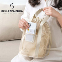 Bellezza PURA Túi Bảo Quản Du Lịch Lưới Rỗng Túi Tote Gấp Siêu Nhẹ Đi Biển Rửa Dây Rút Túi