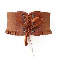 Belt Corset nịt bụng Thắt eo tua rua phù hợp với nàng eo 60-85cm - Nâu