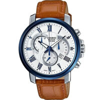BEM-520BUL-7A2VDF | Đồng Hồ Casio | Beside | Nam | Dây Da | Viền Mặt Màu Xanh | Chống Nước WR50M