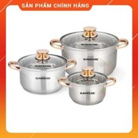 [Bền Đẹp] Bộ Nồi Bếp Từ Inox 5 Đáy SUNHOUSE SH781 Kiểu Dáng Châu Âu, Chất Liệu Cao Cấp, Dùng cho Mọi Loại Bếp.