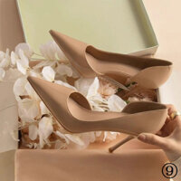 Bên Rỗng Khỏa Thân Giày Cao Gót Nữ Xuân Thu 2023 Phong Cách Mới Đen Giày Đơn Nữ Stiletto Cao Cấp Mũi Nhọn Giày Công Sở Nữ