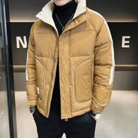 Bên Song Thanh Sọc Trắng Vịt Xuống Áo Khoác Nam Mùa Đông Phù Hợp Với Cổ Đứng Ấm Áp Bánh Mì Áo Khoác Nam 11.16