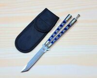 Benchmade TheONE Blue Dragon Tanto Edge Balisong Knife (SV-SV)