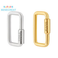 Benecreat 1 Bộ 2 Màu 925 Sterling 2 Chiếc 2 Màu Bạc 925 Khóa Carabiner Móc Khóa Móc Khóa Bạch Kim & Hình Chữ Nhật Vàng 13,5x7,5x2mm Đường Kính Trong: 10.5x4mm