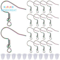 Benecreat 1 Bộ 80 Chiếc Mạ Ion (IP) Thép Không Gỉ 304 Pháp Móc Bông Tai Với 80 Chiếc Nhựa Đai Ốc Tai Màu Cầu Vồng 19x18 ~ 19mm Lỗ: 2mm 22 Gauge Pin: Hạt 0.6mm: 3mm