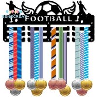 Benecreat 1 Bộ Chủ Đề Thể Thao Sắt Huy Chương Móc Treo Giá Treo Tường Hiển Thị 3 Dòng Có Ốc Vít Thể Thao 130x290mm Lỗ: 5mm